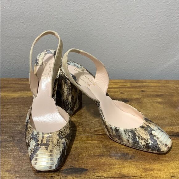 Deimille For Diane B Slingback Snakeskin Heels Size 8 (38) - Picture 1 of 10